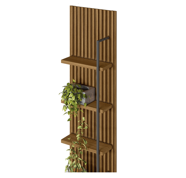 Módulo Lateral para Rack com Painel Ouro Preto Linea 44cm Nature e Off White
