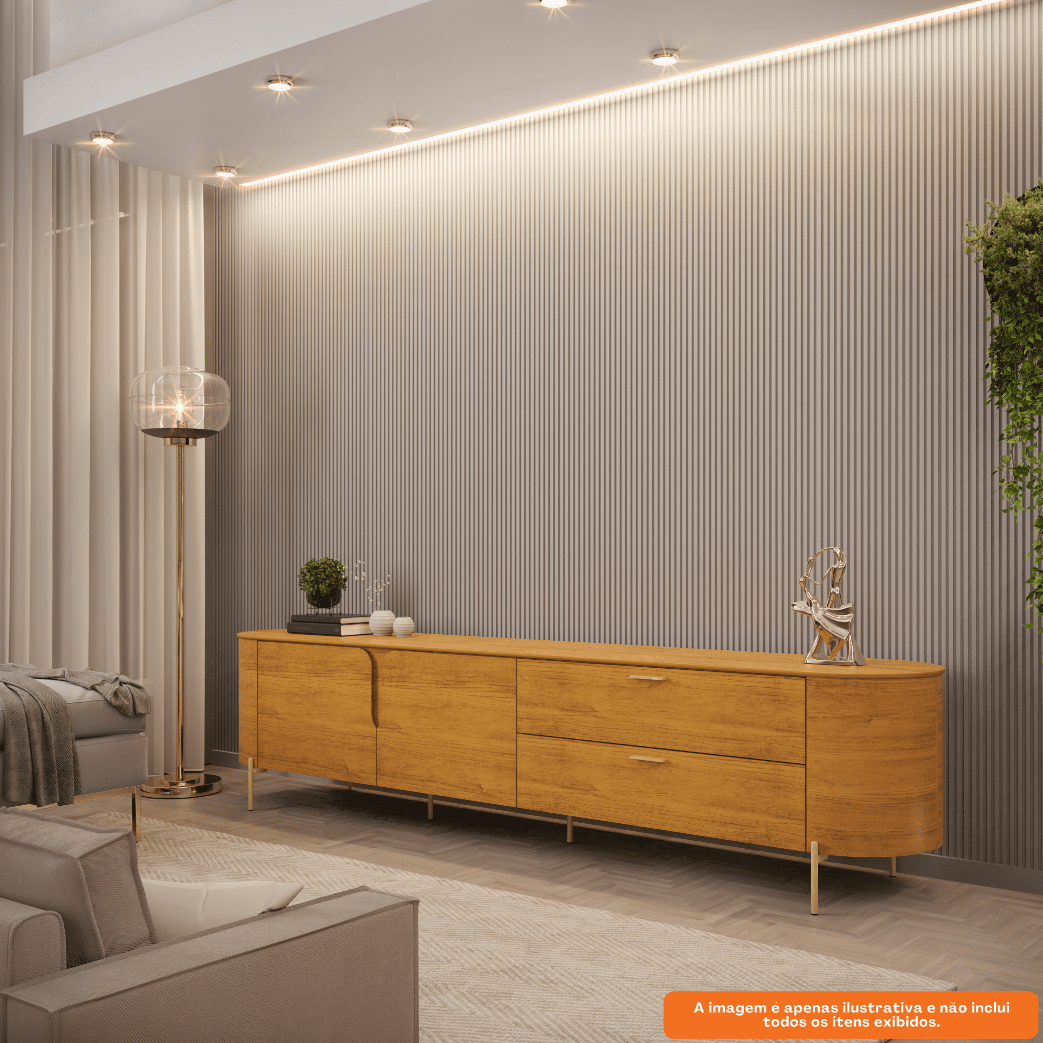 Rack Celine DJ Móveis 241cm 100% MDF Cedro