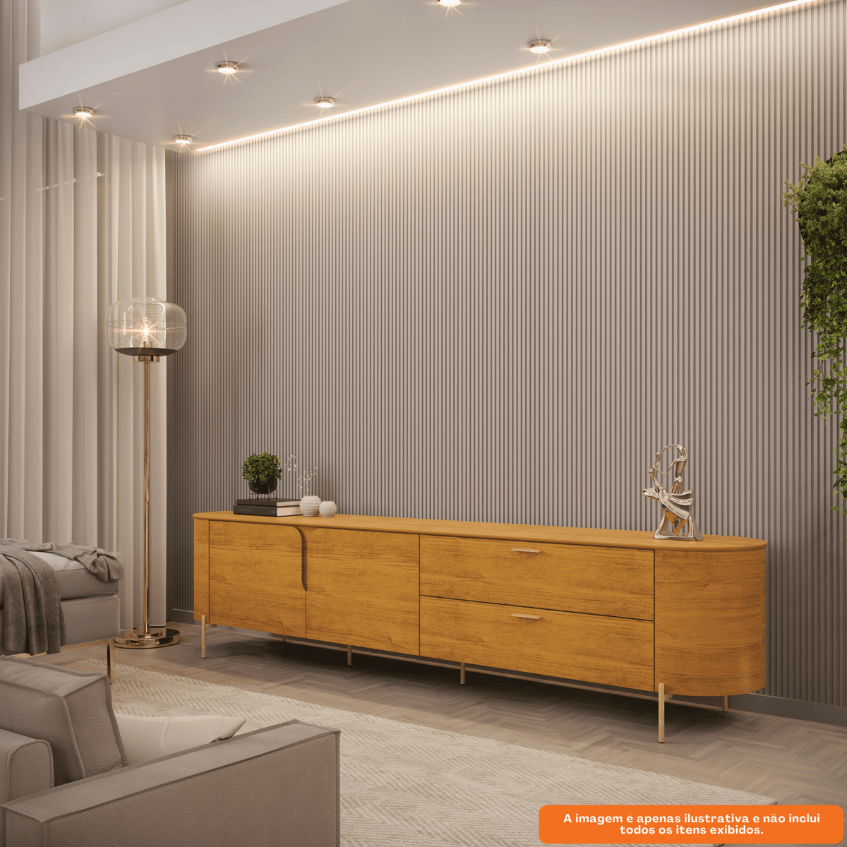 Rack Celine DJ Móveis 241cm 100% MDF Cedro