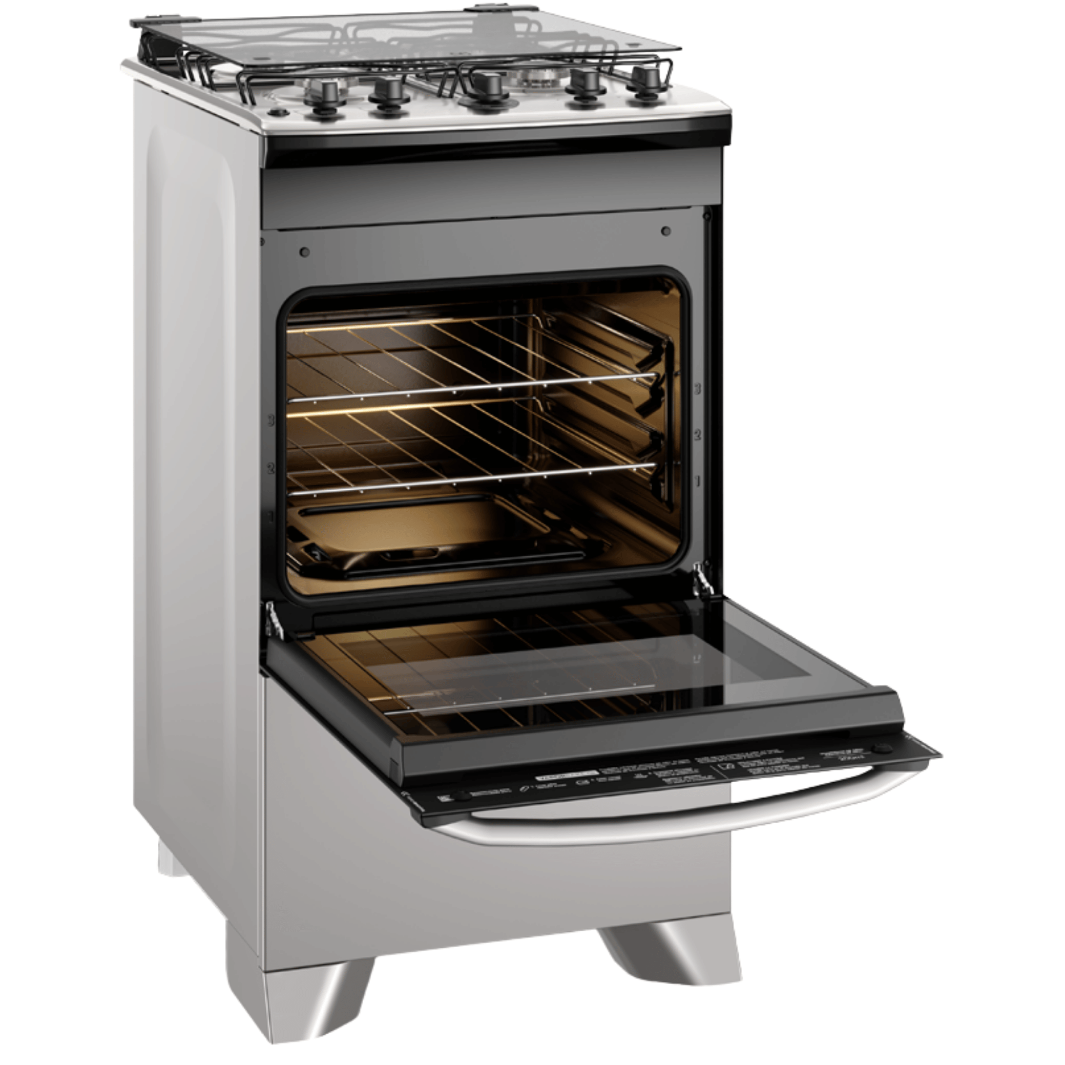 Fogão 4 Bocas Electrolux Efficient FE4IG Piso Mesa de Inox PerfectCook e VaporBake Cinza Bivolt