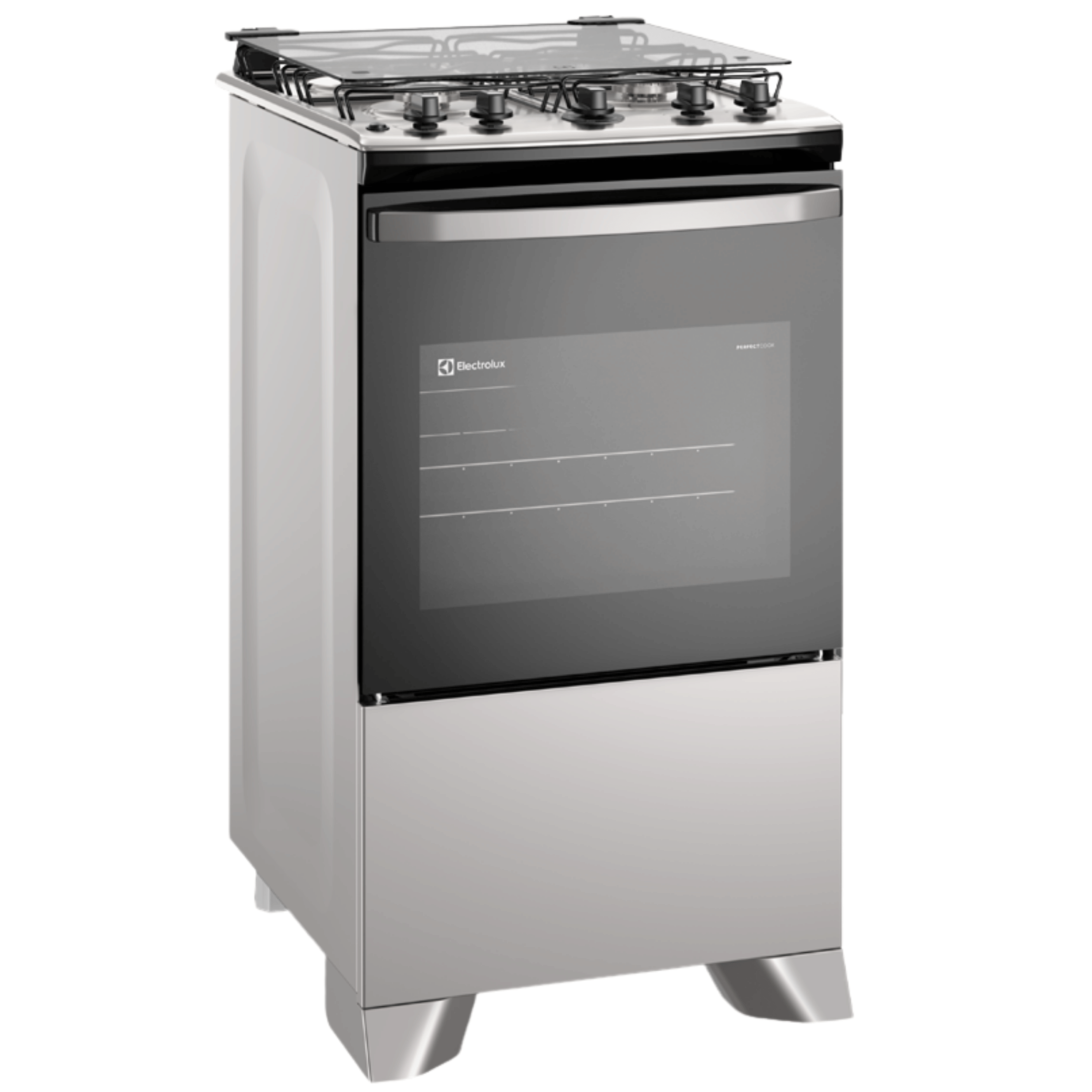 Fogão 4 Bocas Electrolux Efficient FE4IG Piso Mesa de Inox PerfectCook e VaporBake Cinza Bivolt