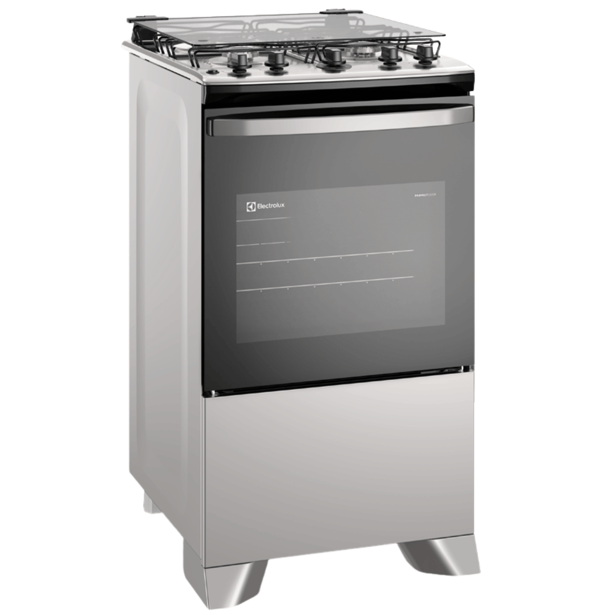 Fogão 4 Bocas Electrolux Efficient FE4IG Piso Mesa de Inox PerfectCook e VaporBake Cinza Bivolt