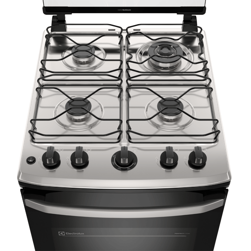 Fogão 4 Bocas Electrolux Efficient FE4IG Piso Mesa de Inox PerfectCook e VaporBake Cinza Bivolt