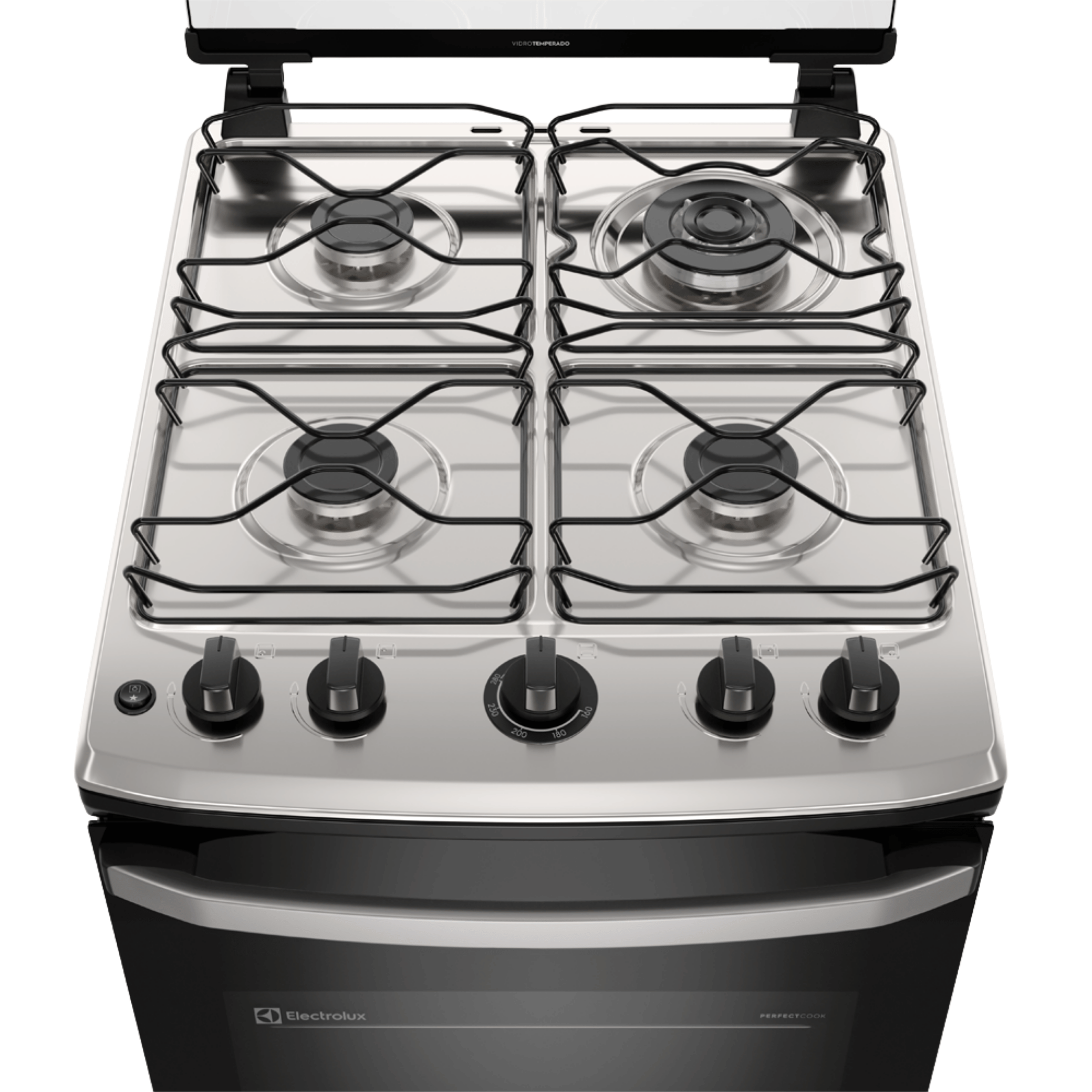 Fogão 4 Bocas Electrolux Efficient FE4IG Piso Mesa de Inox PerfectCook e VaporBake Cinza Bivolt