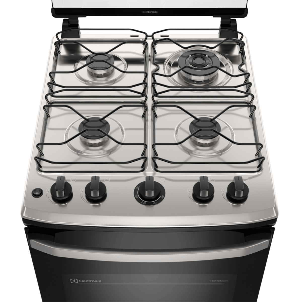 Fogão 4 Bocas Electrolux Efficient FE4IG Piso Mesa de Inox PerfectCook e VaporBake Cinza Bivolt