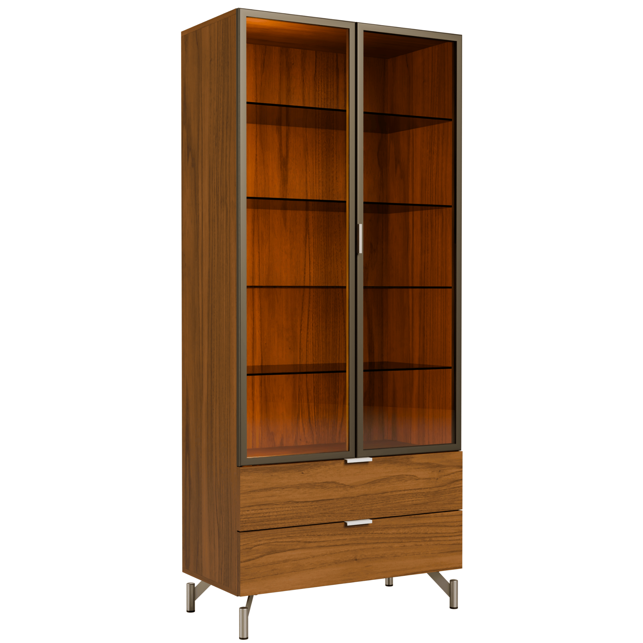 Cristaleira Atria Província 77cm 2 Portas 2 Gavetas Canela