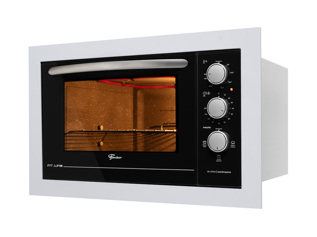 Kit Fischer de Embutir Forno Elétrico 48L Fit Line + Micro-ondas 25L Fit Line Branco 220V