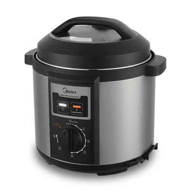Panela de Pressão Elétrica Midea 6L Mecânica  Practia PPB72 Inox/Preto 220V