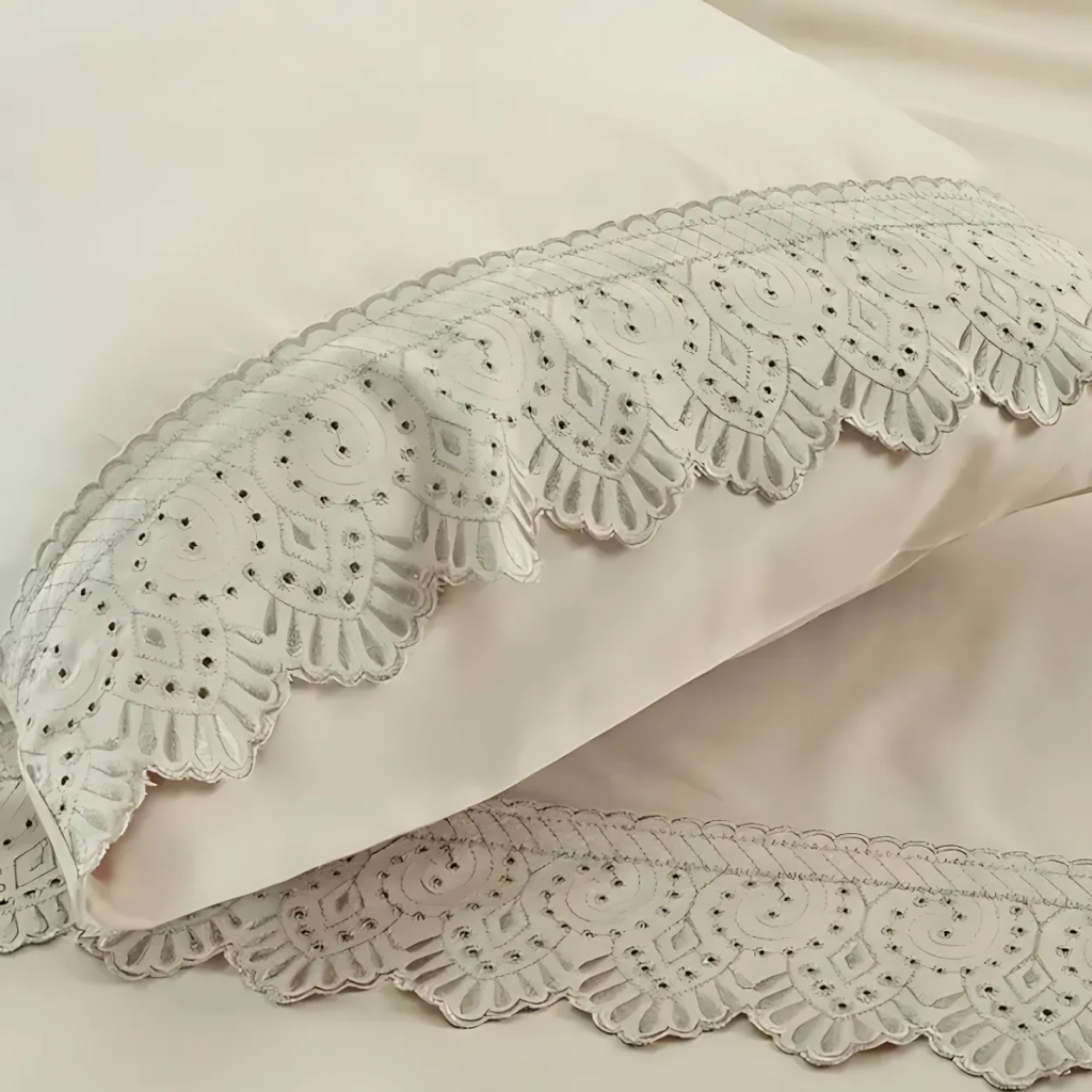 Jogo de Roupa de Cama Queen 4 Peças Hedrons Rendas Toque de Algodão  Antílope