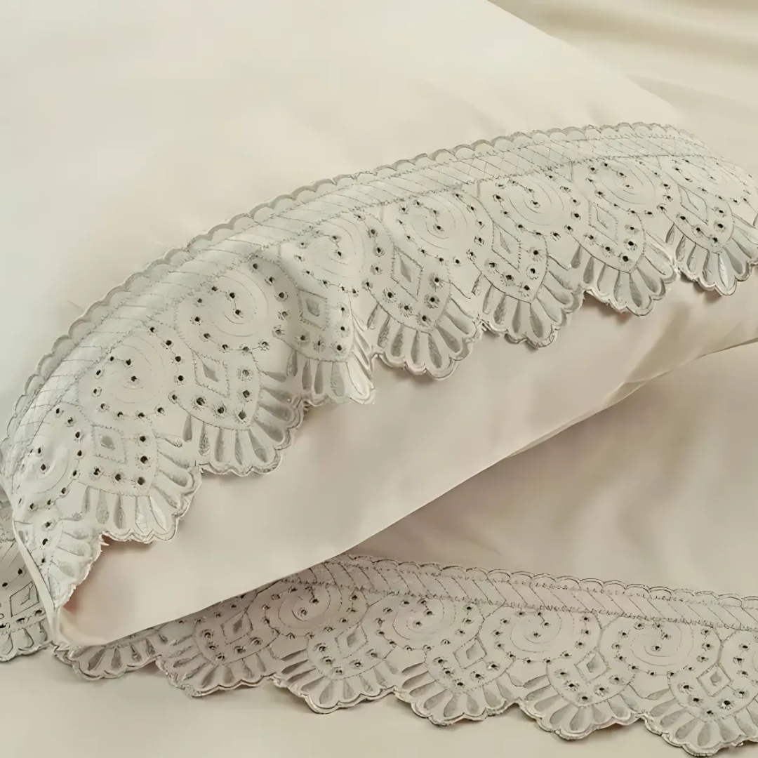 Jogo de Roupa de Cama Queen 4 Peças Hedrons Rendas Toque de Algodão  Antílope