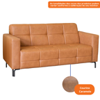 Sofá Living Hamilton 200cm Konfort Pés Metal Preto Courino Caramelo