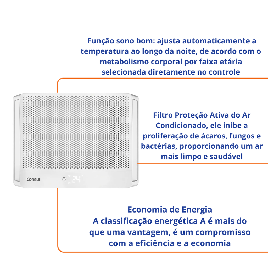 Ar-Condicionado Janela Consul 7500 BTUs Frio CCN07FBBNA Branco 220V