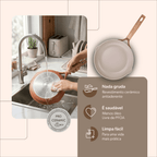 Jogo de Panelas Ceramic Life Brinox 5 Peças Indução Duna Terracota