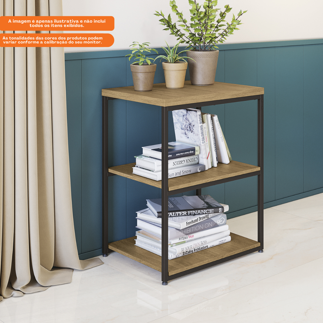 Mesa de Apoio Kappesberg 3 Prateleiras LI004 Freijó e Preto