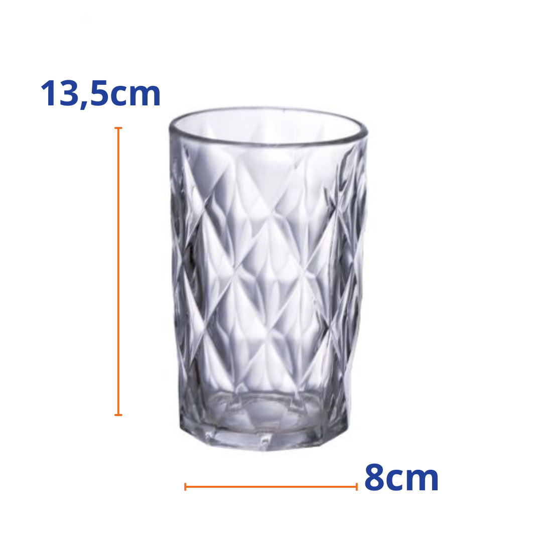 Jogo 6 Copos Diamond Etilux 340ml