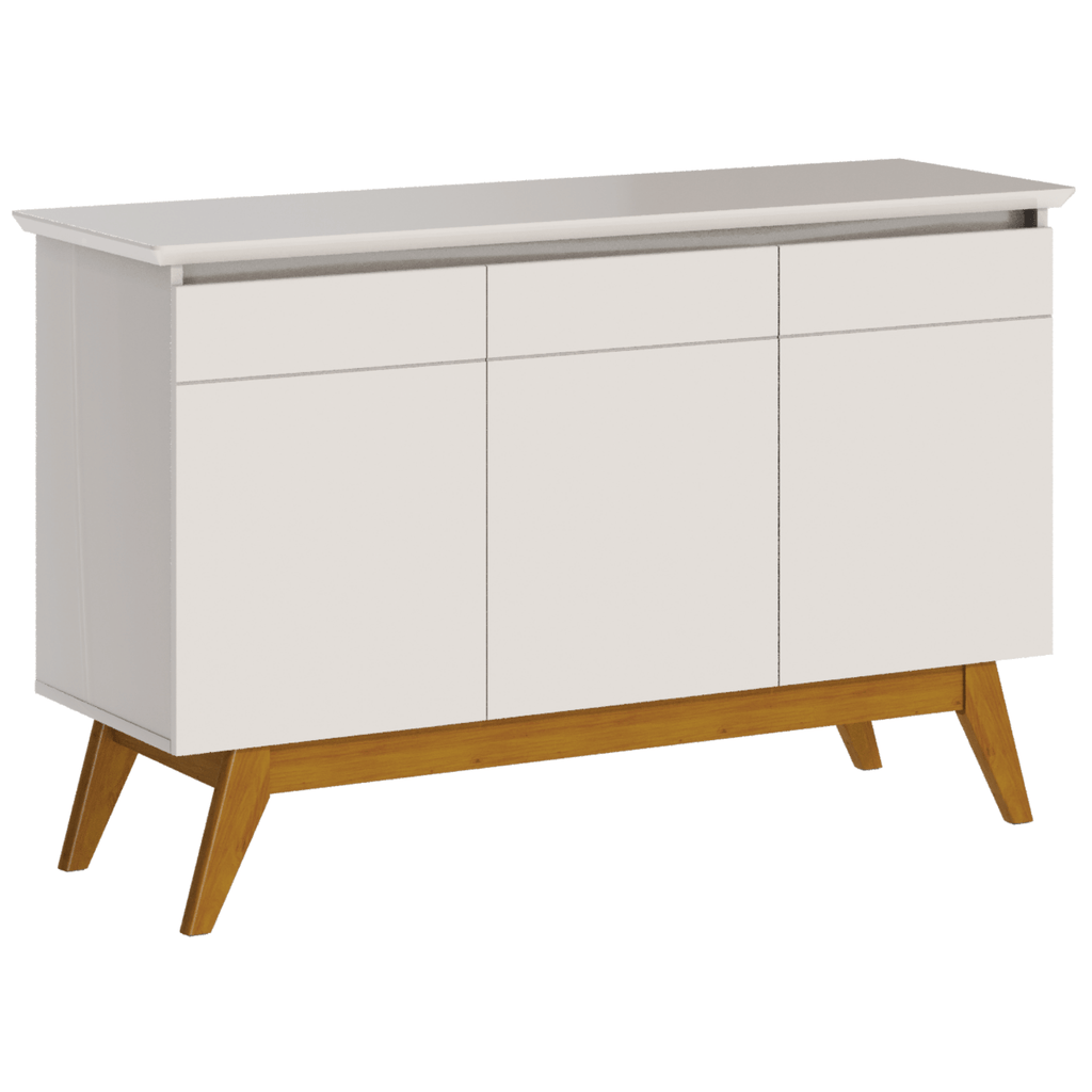 Balcão Buffet Classic Imcal 125cm 3 Portas Off White e Freijó
