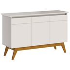 Balcão Buffet Classic Imcal 125cm 3 Portas Off White e Freijó