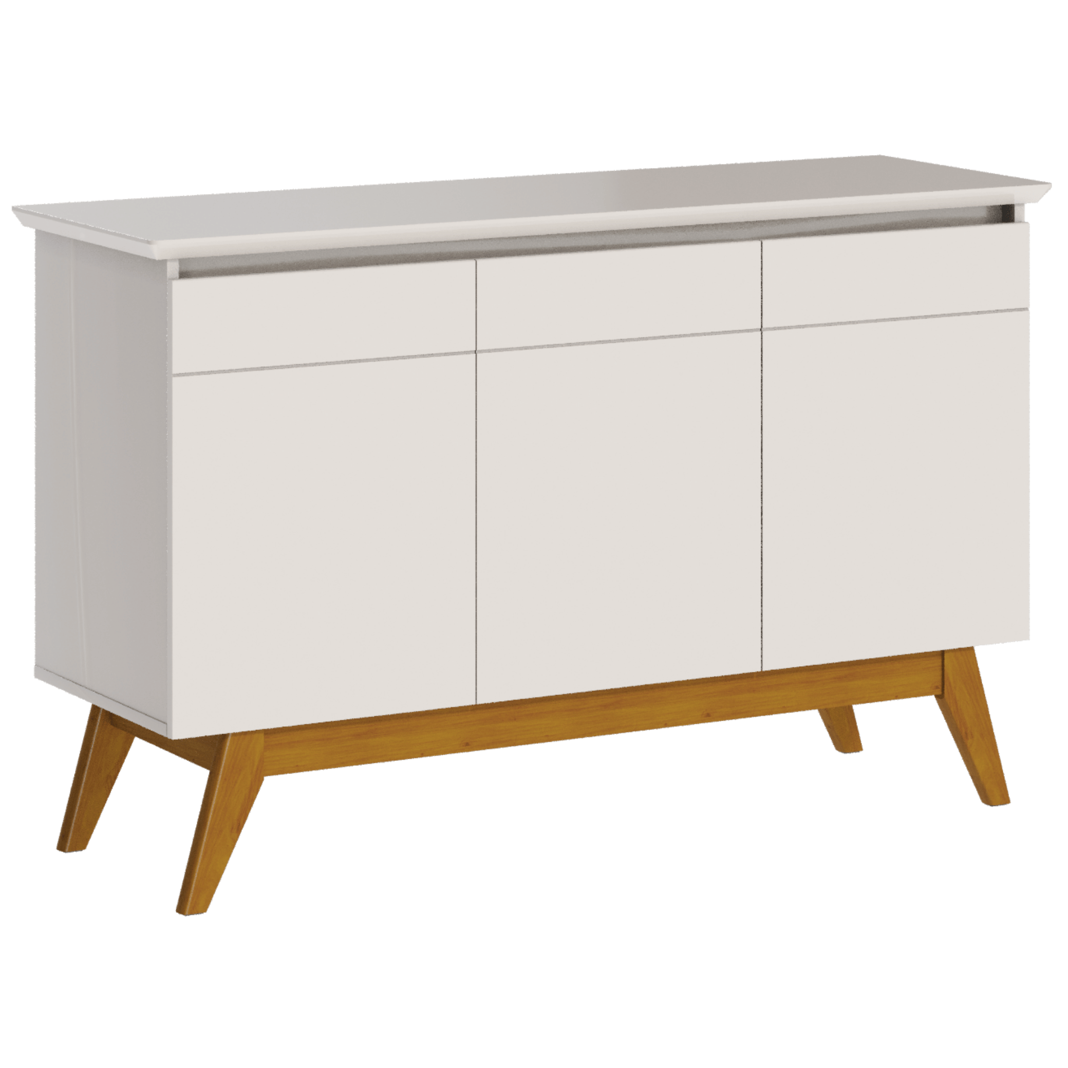 Balcão Buffet Classic Imcal 125cm 3 Portas Off White e Freijó