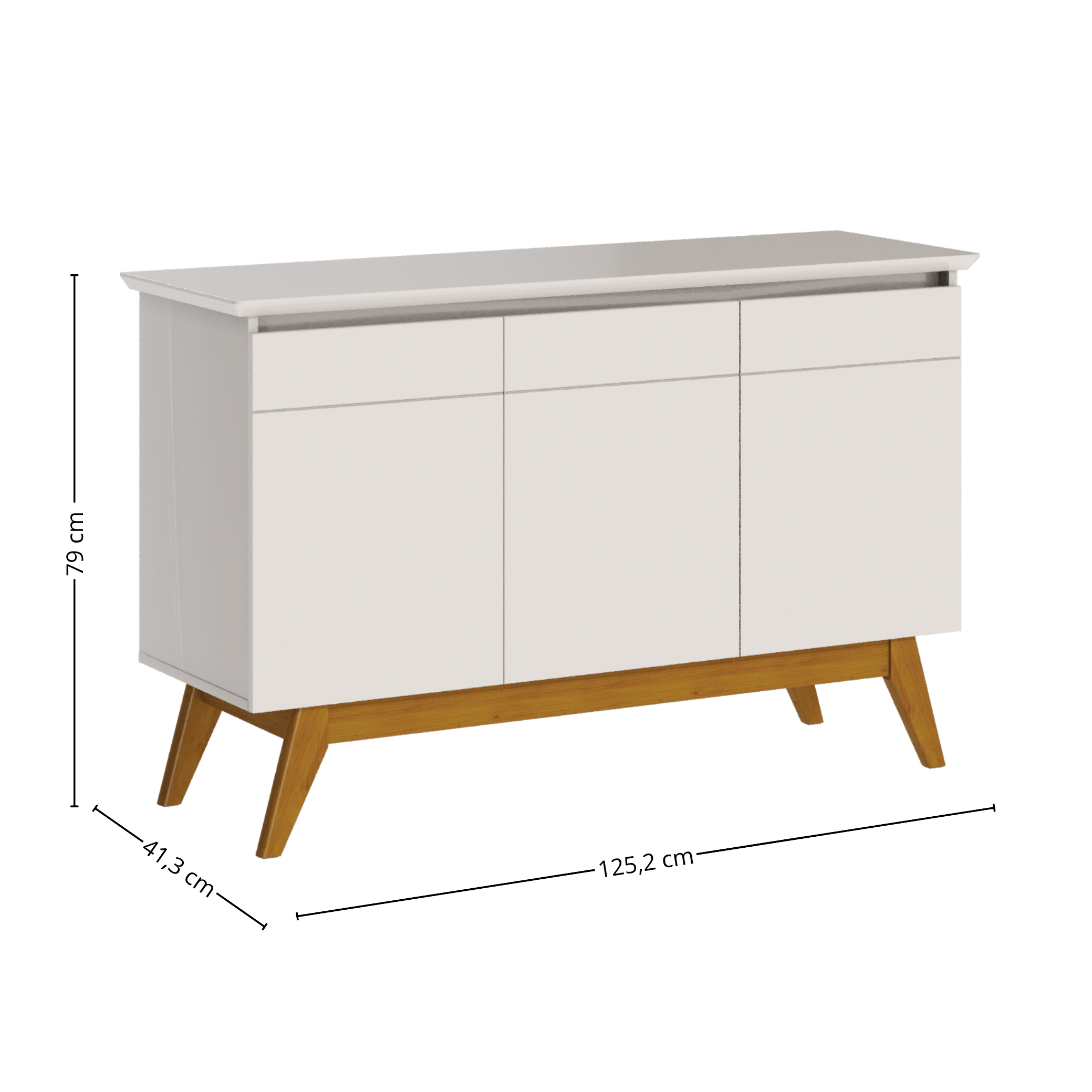 Balcão Buffet Classic Imcal 125cm 3 Portas Off White e Freijó