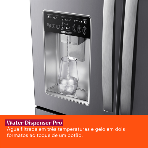 Refrigerador Brastemp 515L BRH85AK 3 Portas French Door Inverter Água e Gelo na Porta Cor Inox 220V