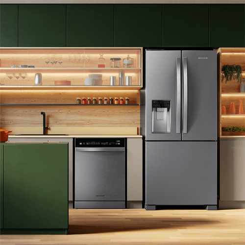 Refrigerador Brastemp 515L BRH85AK 3 Portas French Door Inverter Água e Gelo na Porta Cor Inox 220V