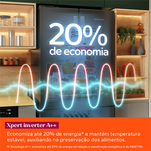 Refrigerador Brastemp 515L BRH85AK 3 Portas French Door Inverter Água e Gelo na Porta Cor Inox 220V