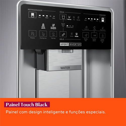 Refrigerador Brastemp 515L BRH85AK 3 Portas French Door Inverter Água e Gelo na Porta Cor Inox 220V