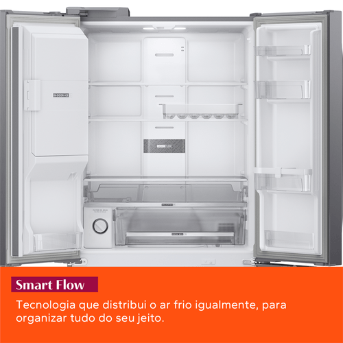 Refrigerador Brastemp 515L BRH85AK 3 Portas French Door Inverter Água e Gelo na Porta Cor Inox 220V