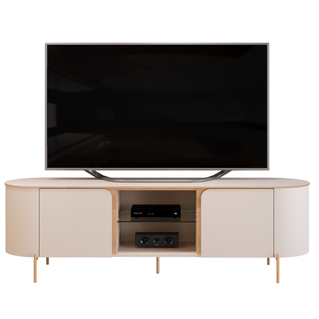 Rack Adele DJ Móveis 180cm 100% MDF Pés Dourados Off White