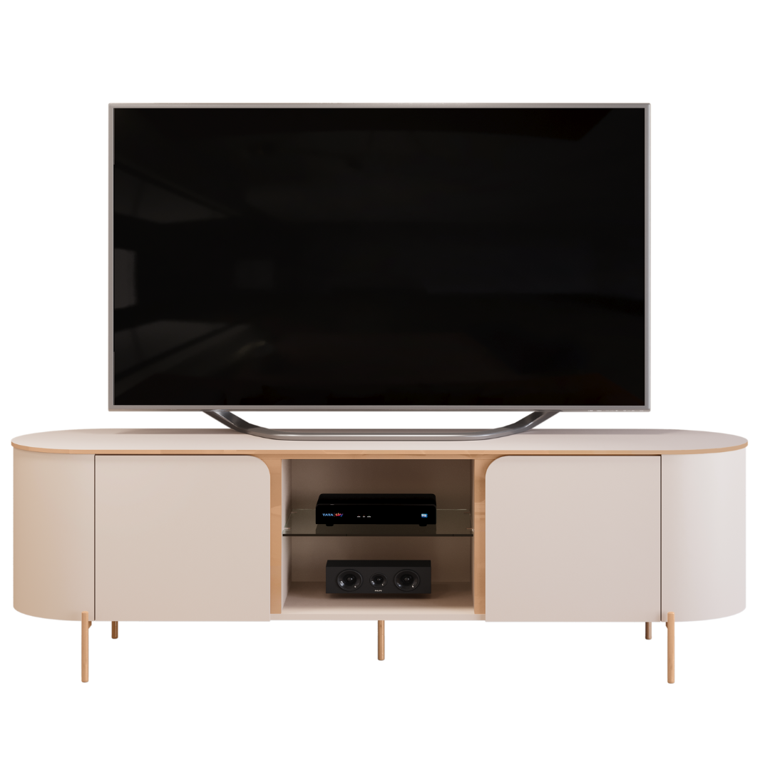 Rack Adele DJ Móveis 180cm 100% MDF Pés Dourados Off White