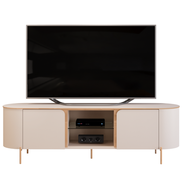 Rack Adele DJ Móveis 180cm 100% MDF Pés Dourados Off White