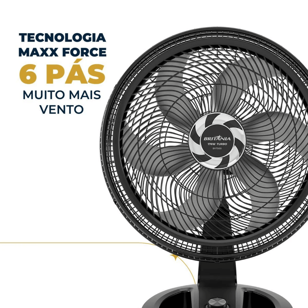 Ventilador de Mesa/Parede Britânia Maxx Force BVT500 176W Preto 220V