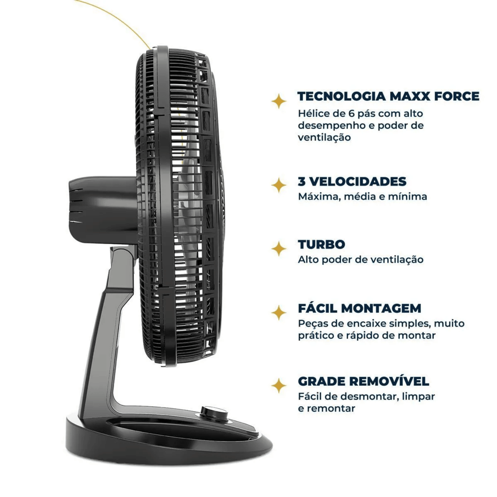 Ventilador de Mesa/Parede Britânia Maxx Force BVT500 176W Preto 220V