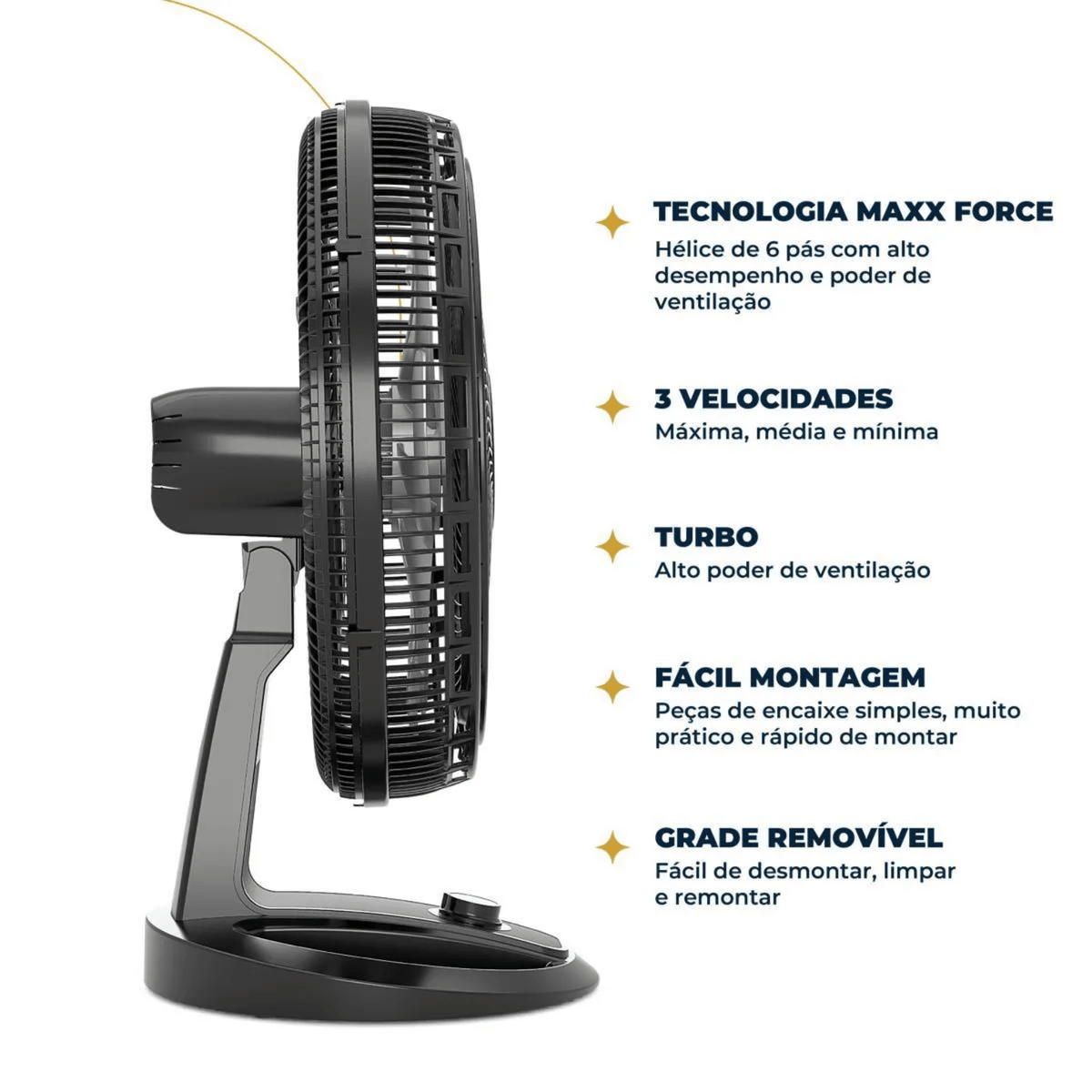 Ventilador de Mesa/Parede Britânia Maxx Force BVT500 176W Preto 220V