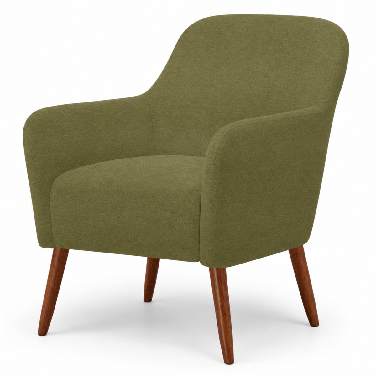 Poltrona La Paz 78cm Konfort Pés Palito Castanho Veludo Verde Oliva