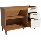 Balcão Kappesberg Linna 120cm 2 Portas 3 Gavetas Canela e Off White