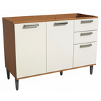 Balcão Kappesberg Linna 120cm 2 Portas 3 Gavetas Canela e Off White