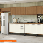 Balcão Kappesberg Linna 120cm 2 Portas 3 Gavetas Canela e Off White