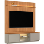 Rack com Painel Magnum Linea 200cm com Led Canela e Gris Fosco