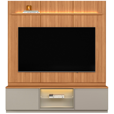 Rack com Painel Magnum Linea 200cm com Led Canela e Gris Fosco