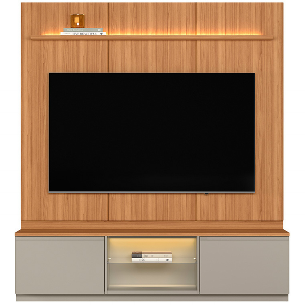 Rack com Painel Magnum Linea 200cm com Led Canela e Gris Fosco