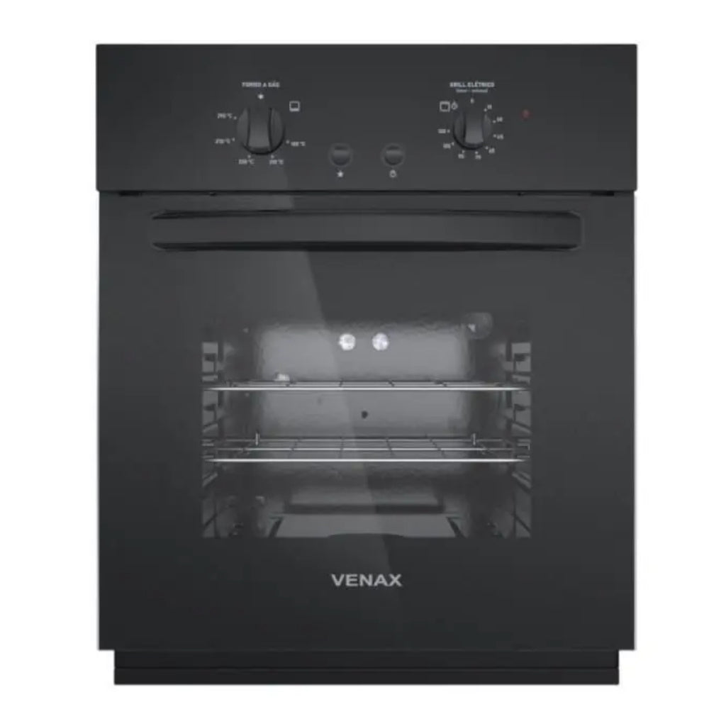 Forno de Embutir a Gás Venax 50L Totale Nero GIII Com Grill 26019 Preto 220V