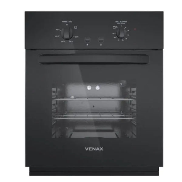 Forno de Embutir a Gás Venax 50L Totale Nero GIII Com Grill 26019 Preto 220V