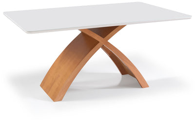 Mesa Retangular Lais Artsoli 180x100cm Tampo de Vidro Off White
