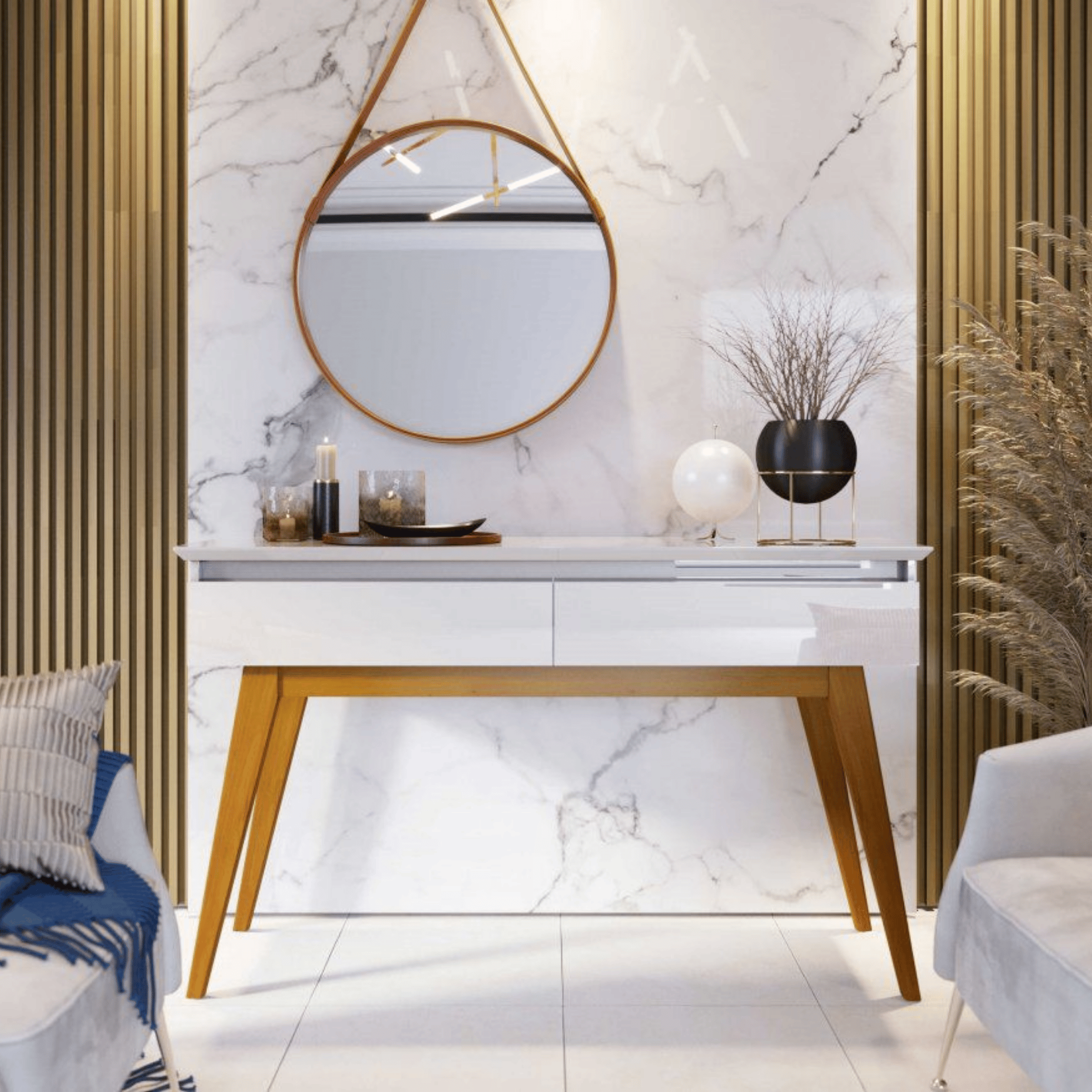 Aparador Classic Imcal 2 Gavetas 136cm Off White