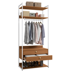 Armário Industrial Closet LI047 Kappesberg 89cm Cabideiro 2 Gavetas Canela e Branco