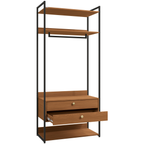 Armário Industrial Closet LI047 Kappesberg 89cm Cabideiro 2 Gavetas Canela e Preto Fosco