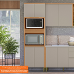 Paneleiro Torre Quente Allure Linea 100% MDF 70cm 4 Portas 1 Porta Condimento Jequitibá e Gris