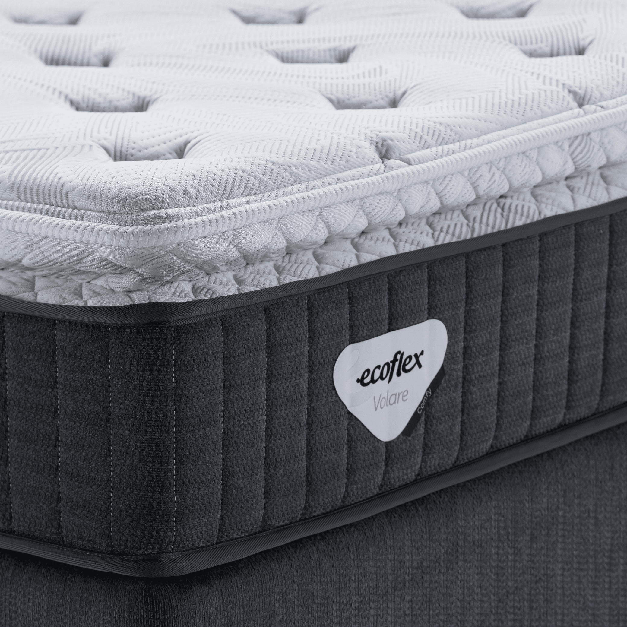 Conjunto Cama Box Comfy Casal Ecoflex 138x188x76cm Molas Ensacadas Grafite
