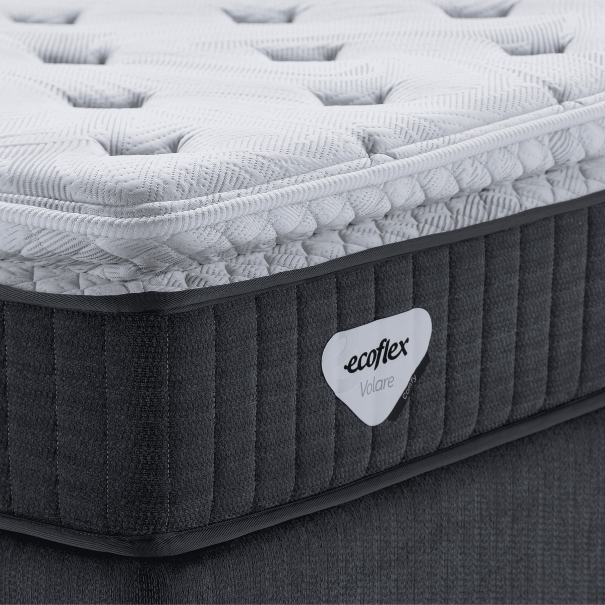 Conjunto Cama Box Comfy Casal Ecoflex 138x188x76cm Molas Ensacadas Grafite